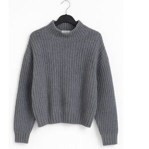 NWT! Knit Mix Gray Chunky Ribbed Mock Neck Sweater‎ Size M